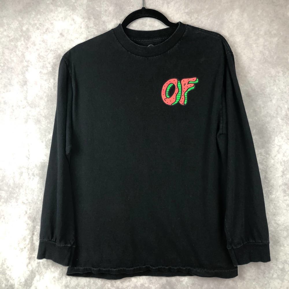 Odd Future OF Donut Tee Shirt Mens Medium Long Sleeve Crew Neck Black Hip Hop